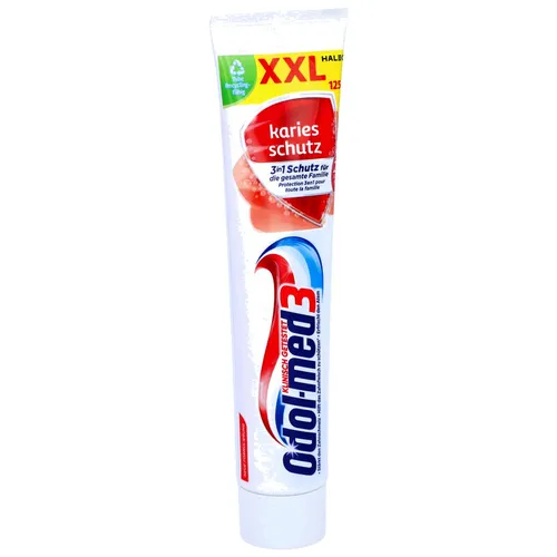 Odol-med3 Zahnpasta für optimalen Kariesschutz, 125 ml Tube für gesunde und starke Zähne im Alltag
