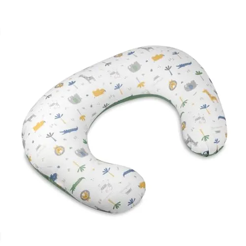 schlummersack Ergonomisches Stillkissen klein mit Baumwoll-Bezug Dschungel, Oeko-Tex, Schwangerschaftskissen