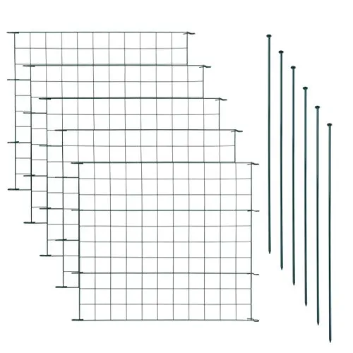 Teichzaun Set mit 5 Zaunelementen - Vielseitiger Metallgartenzaun - Dekorative Zäune; 11-teiliges Set mit stabilen, pulverbeschichteten Zaunelementen für Teiche, Pools und Tiergehege. Einfache Montage und erweiterbar für individuelle Gartenlösungen.