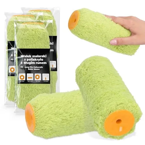 3x Farbroller 18 cm Ersatzrolle Farbwalze Malerroller Malerwalze Roller Lange Haare Streichen Malen Farbe Lackier Möbel Wände Renovierung Farbzubehör Robust