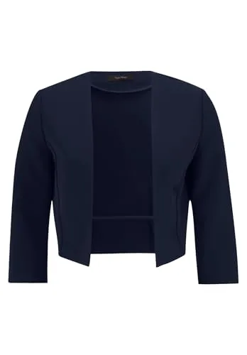 Vera Mont Damen Bolero-Jacke mit Kellerfalten - Eleganter Blazer in Night Sky, Größe 48 - Boleros für Damen, hochwertiger Satin für eleganten Look und feminine Silhouette, ideal für besondere Anlässe.