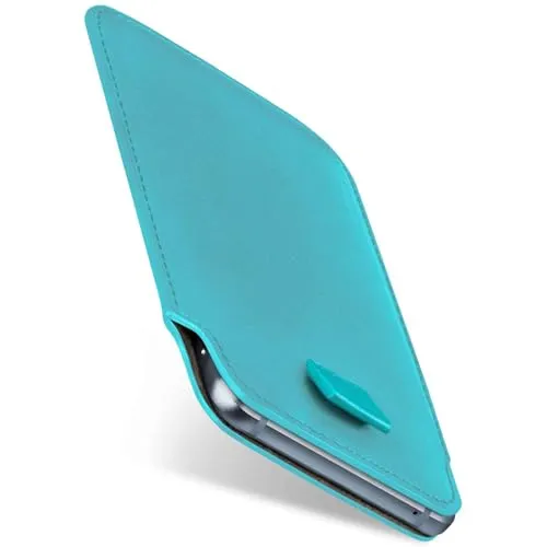 moex Slide Case für Samsung Galaxy S24 Handytasche zum Einstecken Ultra dünn, Einsteckhülle Holster Hülle PU Leder, Sleeve Etui Handyhülle mit 360 Grad Komplettschutz, Türkis
