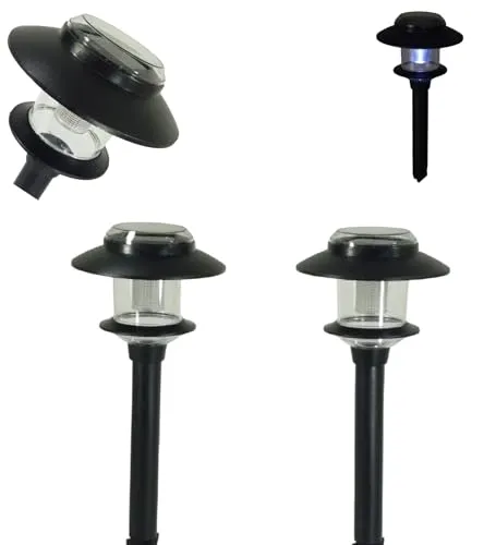 Dapo 2 x Solar-LED-Garten-Außen-Leuchte-Lampe Modell 14 Kunststoff schwarz/klar, à 1x LED kalt-weiß, H:35,5, IP44, Blumentopf-Dekorations-Leuchte-Lampe