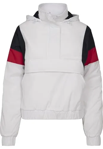 Urban Classics Ladies - Padded PULL OVER Jacke weiß - XS - Funktionsjacke im Retro-Avantgarde-Look mit auffälligem Reversed-T Frontverschluss. Ideal für emanzipierte Frauen, die ihren urbanen Stil unterstreichen möchten.