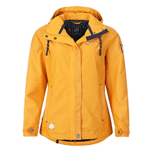 Dry Fashion Damen Funktionsjacke Greetsiel - Outdoor Jacke Damen Reißverschluss Jacke Atmungsaktiv Winddicht Wasserdicht in Gelb Melange Größe 40