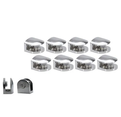 HOOZ Wandregalhalter 8er Set Regalhalter Chrom für Glas & Holzeinlagen, Set 8-tlg., für Regalböden zwischen 6 und 8 mm