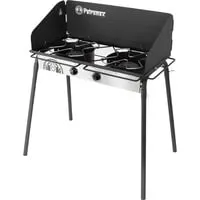 Petromax Gastisch, Schwarz - Robuster Gasherd für Outdoor-Köche - Grillzubehör für Camping und Garten, ideal für warme Mahlzeiten mit stufenloser Temperaturregelung und abnehmbarem Windschutz.
