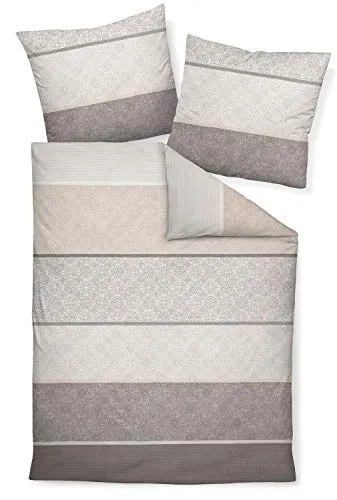 Janine Baumwoll-Satin Bettwäsche 31031-08 grau - Bettwäsche-Set aus 100 % Baumwollsatin, 2-teilig mit Reißverschluss. Pflegeleicht, maschinenwaschbar bei 60 °C, ideal für einen komfortablen Schlaf.