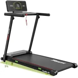 FunLife F8 Laufband klappbar mit 5 % Steigung, Display direkt am Handlauf, extra breite Lauffläche, leise & gelenkschonend, 12 Programme, 1–12 km/h