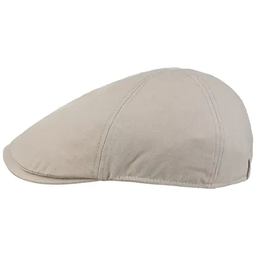 Lipodo Washed Cotton Flatcap Herren Schirmmütze 100% Baumwolle 6 cm Schirm Frühling Sommer hellgrau L (57-58 cm)