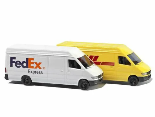 Busch 8304 Lieferfahrzeug Set Mercedes Benz Sprinter FedEx DHL 2 Autos N Neu