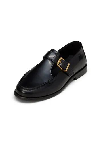 Marc O’Polo Slipper Schwarz - Größe 40 - Elegante Slipper mit gepolsterter Lederdecksohle und verstellbarem Riemchen. Ideal für jeden Anlass und bietet optimalen Tragekomfort in klassischer Form.