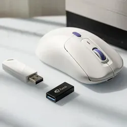 AKKO Pulse 01 Gaming-Maus PAW3950-Sensor, Dual-Nordic-Chip PAW3950, 8000 Hz Abfragerate, kabelgebunden + 2,4 G + Bluetooth-Funkmaus - Weiß