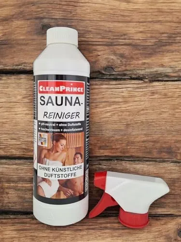 Saunareiniger 500 ml | CleanPrince Saunarein Saunareinigungsmittel Sauna Saunen Desinfektion Saunareinigung Reiniger Saunadesinfektion Wellness Holzreiniger