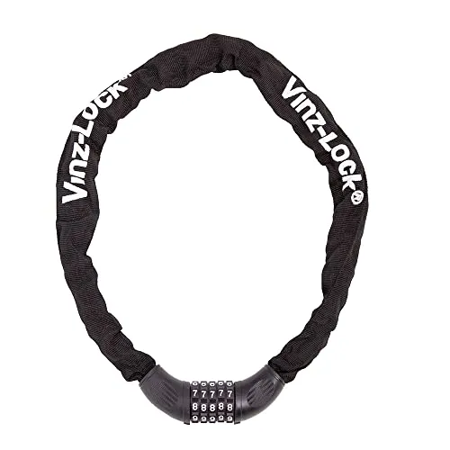 VINZ Devi Kettenschloss | 5-stelliges Zahlenschloss | Kette Schloß Fahrradschloss | Panzerschloss Zahlenkombinationsschloss 90cm x ø6mm