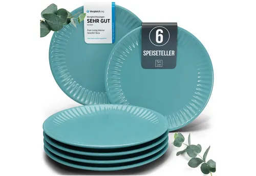 Steingut Teller Set für 6 Personen in grün von PURE LIVING INTERIOR DESIGN