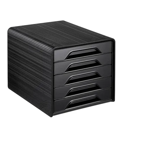 cep Schubladenbox Smoove schwarz 107111011 - Ablagesysteme: Praktische DIN A4 Schubladenbox mit 5 Schubladen für optimale Organisation und Platzersparnis im Büro.