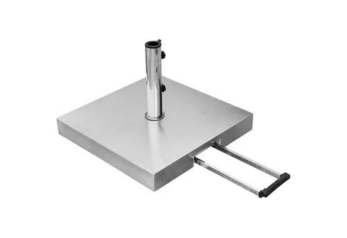 anndora Betonschirmständer rollbar mit Edelstahlhaube - Schirmhalter aus Granit, rollbar mit Komfort-Handgriff und eleganter Edelstahlhaube. Bietet hohe Standfestigkeit und ist für Schirme mit 38mm und 48mm geeignet.