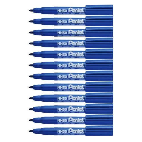 Permanentmarker 1,3mm bl Rundspitze - 12 Stück - Permanentmarker mit geruchsfreier Tinte, ideal für alle Oberflächen. Mit belüfteter Sicherheitskappe und 85% recyceltem Material - umweltfreundlich und vielseitig einsetzbar.