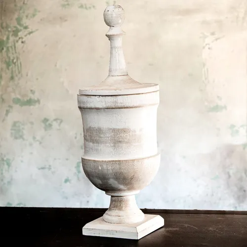 Holzvase mit Deckel | Beige | H 46,0 x B 15,5 cm in braun von Antikas