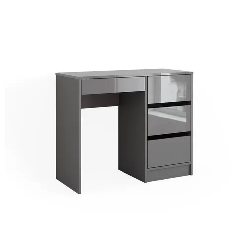 Vicco Schminktisch Sherry, Grau Hochglanz, 90 cm - Schminktisch mit 4 geräumigen Schubladen, ideal für stilvolle Aufbewahrung und Organisation im Schlafzimmer oder Ankleidezimmer.