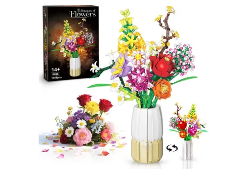 Blumenstrauß Bausatz 1458 Teile – Kreatives Spielzeug Set für Frauen & Mädchen
