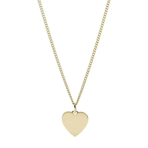 Fossil Damen Halskette Heart Gold-Tone - Edelstahl-Halskette mit poliertem Finish und Hummerverschluss, verstellbar von 18'' bis 20'', ideal für jeden Anlass.