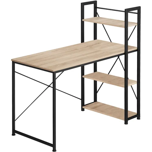 tectake Schreibtisch Hershey 122 x 61 cm - Schreibtisch im Industrie-Design mit 3 Ablagen, ideal für Homeoffice mit hoher Belastbarkeit von 150 kg und stabiler Bauweise für einen effizienten Workflow.