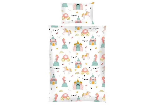 Bestgoodies Kinderbettdecke + Kopfkissen Kinder Betten-Set inkl. Bettwäsche, Füllung: 100% Polyester, Klimafaser, Bettbezug aus 100% Baumwolle - Steppbett