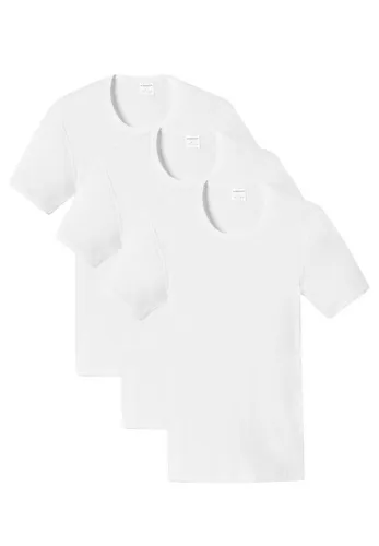 Schiesser 3er Pack Baumwolle Essentials Doppelripp Unterhemd / Shirt Kurzarm - Weiß - 6 - Hochwertige Basics: Dieses 3er Pack bietet strapazierfähige, langlebige Unterhemden mit hohem Tragekomfort. Ideal für Herren, die Wert auf Qualität und Bequemlichkeit legen.