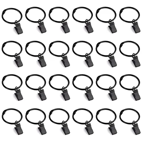 Gardinenhaken 40 Stück Gardinenringe Vorhangringe mit Clipper,35 mm Inner Diameter Ringe Duschvorhang Clip Metallklammern für Vorhänge und Gardinenstangen
