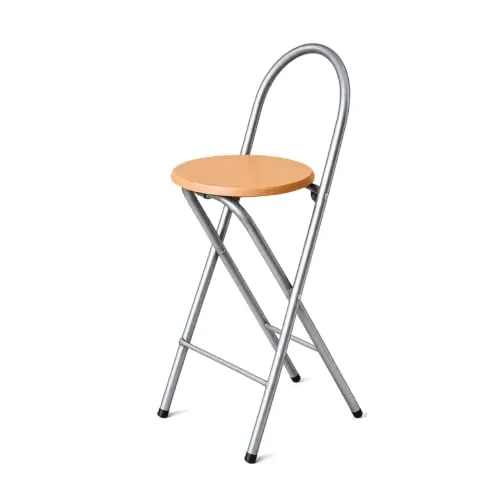 UMBRELLA KMH® Barhocker Bill – Klappbar & platzsparend, Silber/Buchendekor