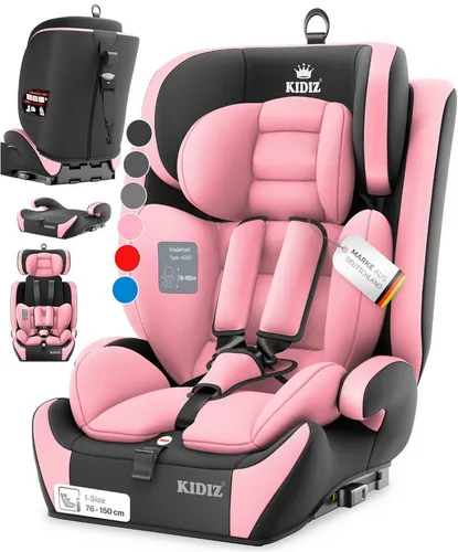 KIDIZ Autokindersitz für 1-12 Jahre - Mitwachsend und sicher - Robuster Autositz für Kinder von 9-36 kg, mit 5-Punkt-Sicherheitsgurt und verstellbarer Kopfstütze. Ideal für eine sichere Fahrt und passt sich dem Wachstum Ihres Kindes an.