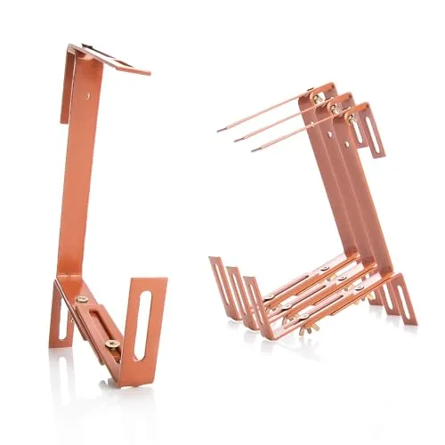 BigDean 4x Blumenkastenhalterung Metall Terracotta für Balkon und Geländer | Blumenkastenhalter einfache Befestigung für Pflanzkästen & Blumenkästen 3 Fach verstellbarer Kastenhalter Balkonkastenhalter