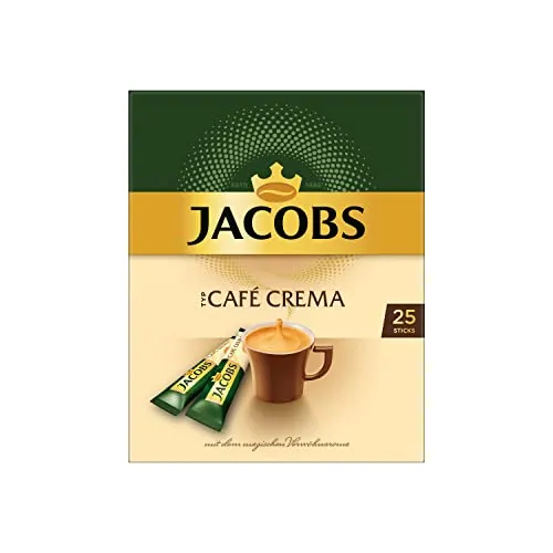 Jacobs löslicher Kaffee Café Crema, 25 Instant Kaffee Sticks für 25 Getränke