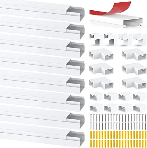 Kabelkanal Selbstklebend Weiss, Mini Kabel Verstecken, Kabelschacht zum Verstecken von Kabel, Kabelkanal Selbstklebend Weiss für alle Netzkabel in Haushalt/Büro