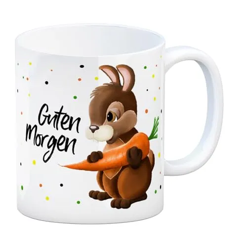 trendaffe Kaffeebecher mit Hase Motiv und Spruch: Guten Morgen