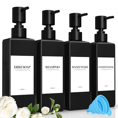 4er Set Shampoo Flaschen Zum BefüLlen Aus Kunststoff, 500 ml Seifenspender Fl...