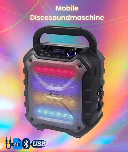 Tragbarer DJ Bluetooth-Lautsprecher PS06BT - Kompakter Lautsprecher mit Akku, ideal für Karaoke und Partys, bietet Bluetooth und USB-Anschlüsse sowie eine beleuchtete Funktion für besondere Stimmung.