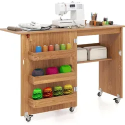 COSTWAY 2-in-1 Klappbarer Nähtisch aus Holz