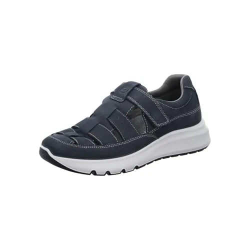 Ara Herren Leder Slipper blau - Bequem und stilvoll - Slipper aus robustem Leder mit optimaler Belüftung, ideal für warme Tage. Individuell anpassbarer Klettverschluss und wechselbares Frottee-Fußbett für höchsten Komfort.