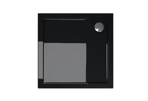 doporro Duschwanne Faro1, Quadratusch flach aus Acryl - Duschwannen in Schwarz, flach mit nur 4 cm Höhe, ideal für barrierefreies Duschen und moderne Badezimmergestaltung.