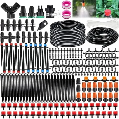 XINGGANG Garten BewässerungsSystem: 310Pcs Tröpfchenbewässerungsset mit 60M+20M Rohren