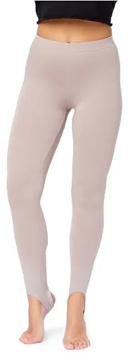 Bellivalini Damen Thermo Leggings Gefüttert mit Fußschlaufe für Winter Warme Apre Ski BLV50-321 (Caffelatte, 3XL)