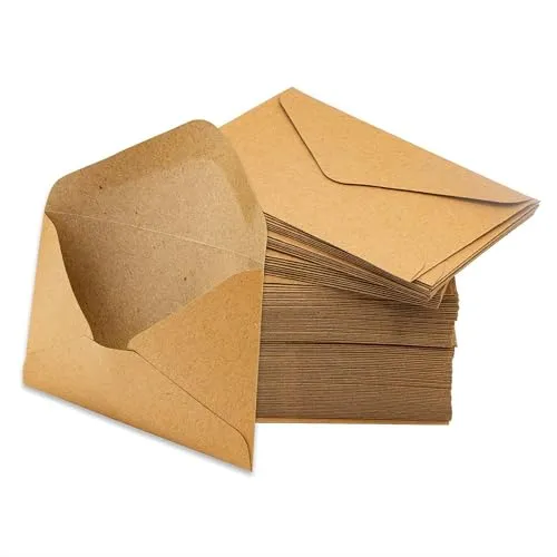 DealKits 100 Stück Kraftpapier Umschläge, DIN C6 (16 * 11cm), Ohne Fenster