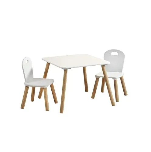 Kesper Kindertisch Set mit 2 Stühlen, Weiß - Robustes Kindermöbel Set für kreatives Spielen und Lernen, inklusive zwei ergonomischer Stühle, ideal für Kinderzimmer oder Wohnzimmer.