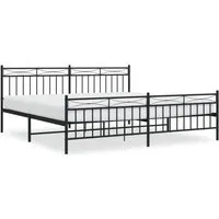 Bettgestell mit Kopf- und Fußteil aus Metall Schwarz 193x203 cm - Elegantes Bettgestell aus pulverbeschichtetem Stahl, bietet Stabilität und zusätzlichen Stauraum. Ideal für ein stilvolles Schlafzimmer!