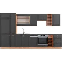 Vicco Küchenzeile Fame-Line, Anthrazit Landhaus - Küchenzeilen mit individuellen Konfigurationsmöglichkeiten, hochwertige MDF-Fronten und Soft-Close-Scharniere für leises Schließen. Optimaler Stauraum und stilvolle Griffe machen die Küche zum Highlight.