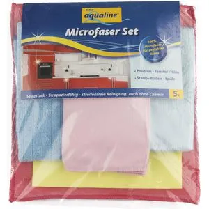 aqualine Allzwecktuch Microfaser-Set, verschiedene Größen, aus Mikrofaser, 5-farbig, waschbar, 5-teilig, 5 Stück
