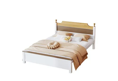 Flieks Massivholzbett 140x200cm - Doppelbett aus Kiefernholz mit Kopfteil und Lattenrost, robust und ideal für eine gemütliche Schlafumgebung.